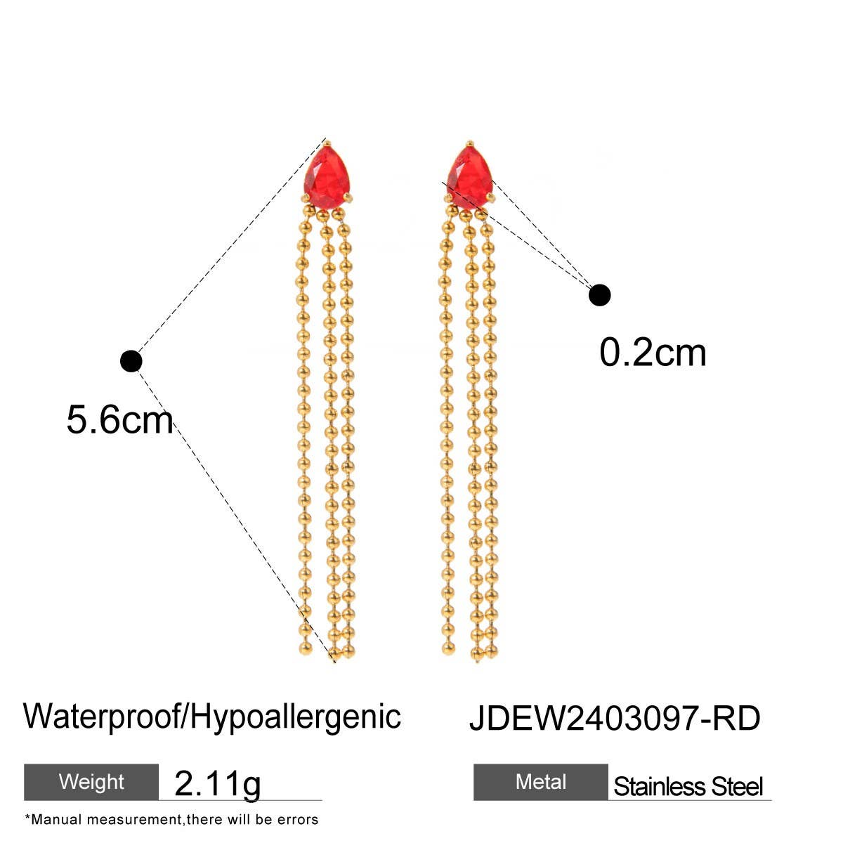 ELEGANT TEARDROP SHAPED TASSEL EARRINGS_CWAJE1885