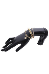 LOCK PENDENT AND RHINESTONE AND CHAIN BRACELET_CWAJE022