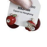 RETRO RED SMALL APPLE EARRINGS_CWAJE1309