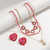 NEW LOVE PEACH STACKING NECKLACE SET FOR WOMEN_CWAJE2919