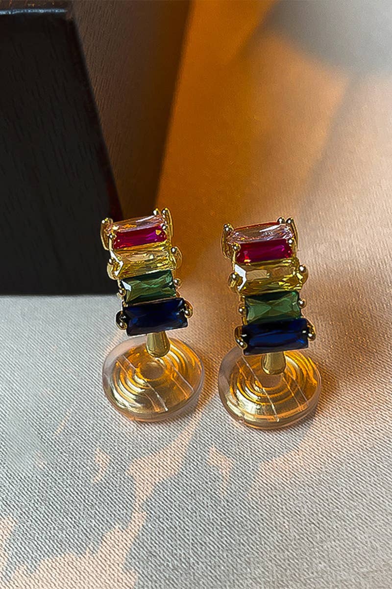 COLORED GEM HOOP EARRINGS_CWAJE0324