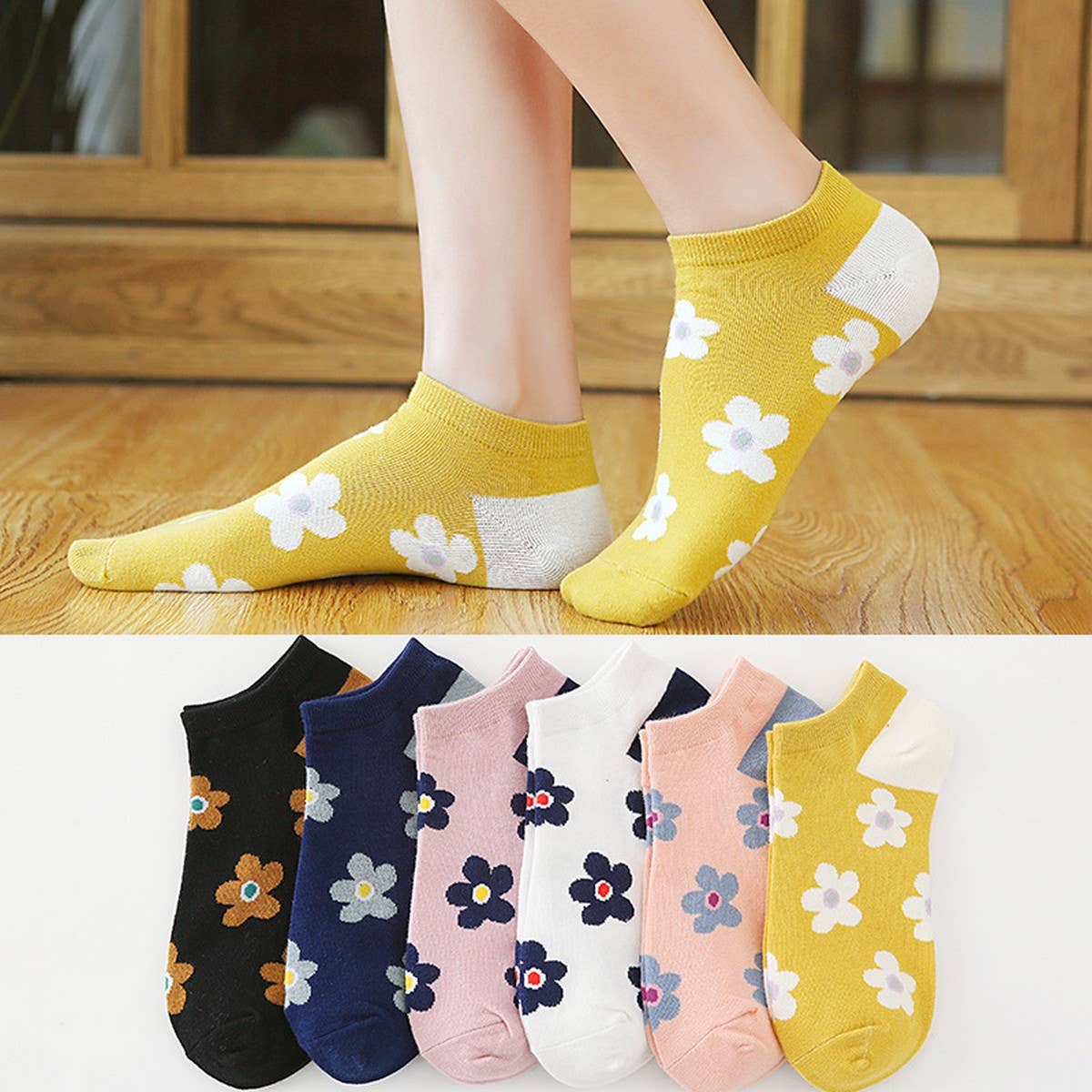 NEW HYUNA STYLE FLOWER SOCKS FOR WOMEN_CWMS2045