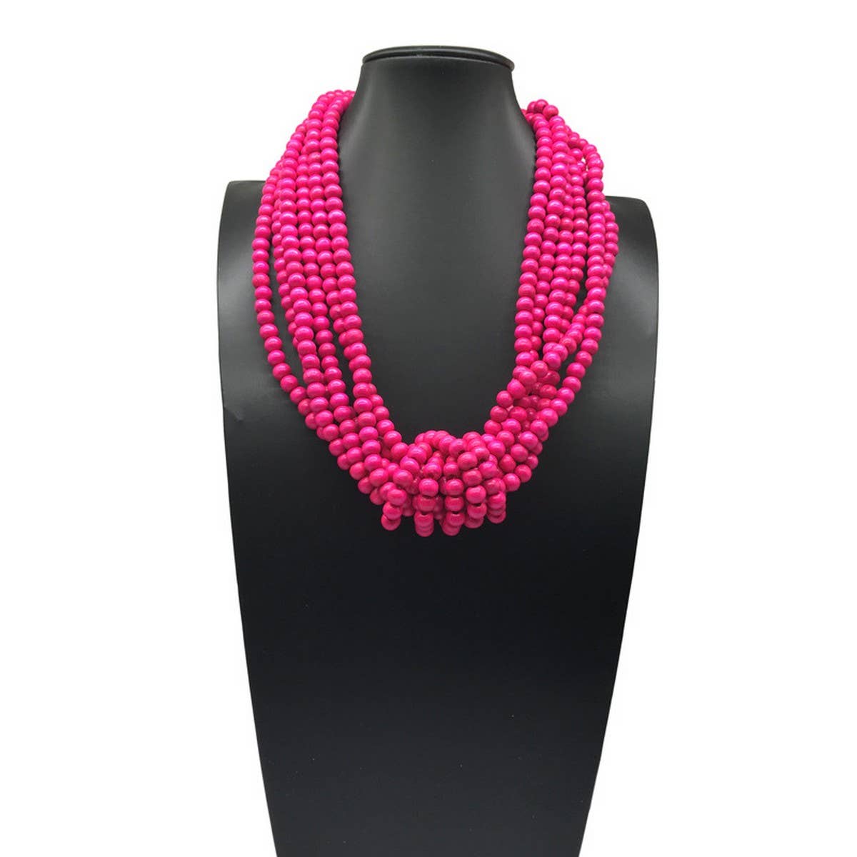 BOHEMIAN MULTI LAYER WOODEN BEAD KNOT NECKLACE_CWMM4735