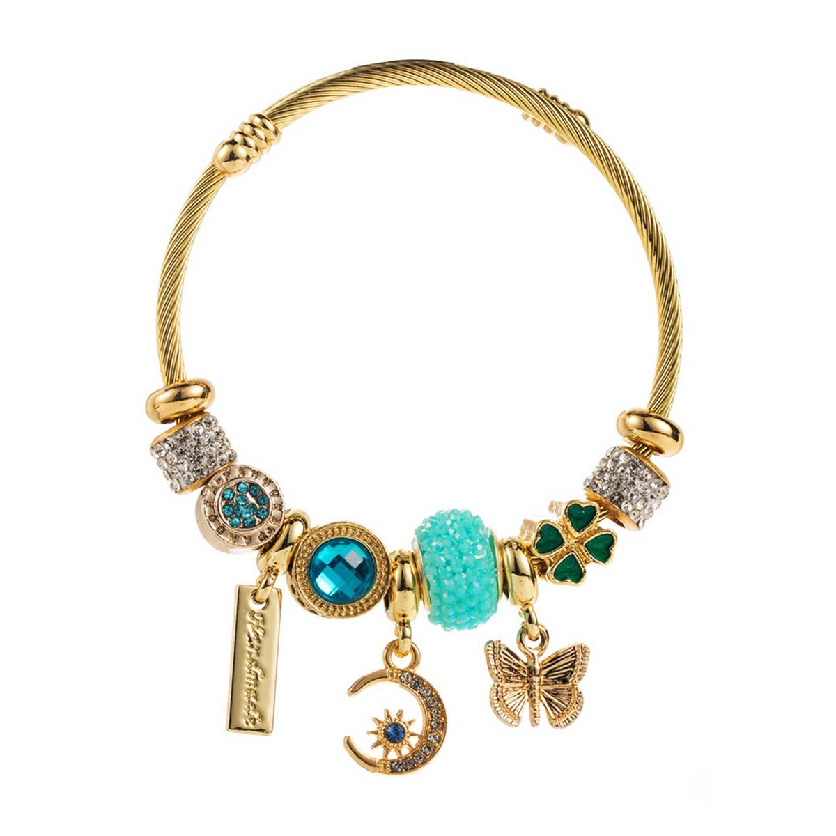 Trendy Moon Butterfly Stainless Steel Bracelet_Cwmm8593