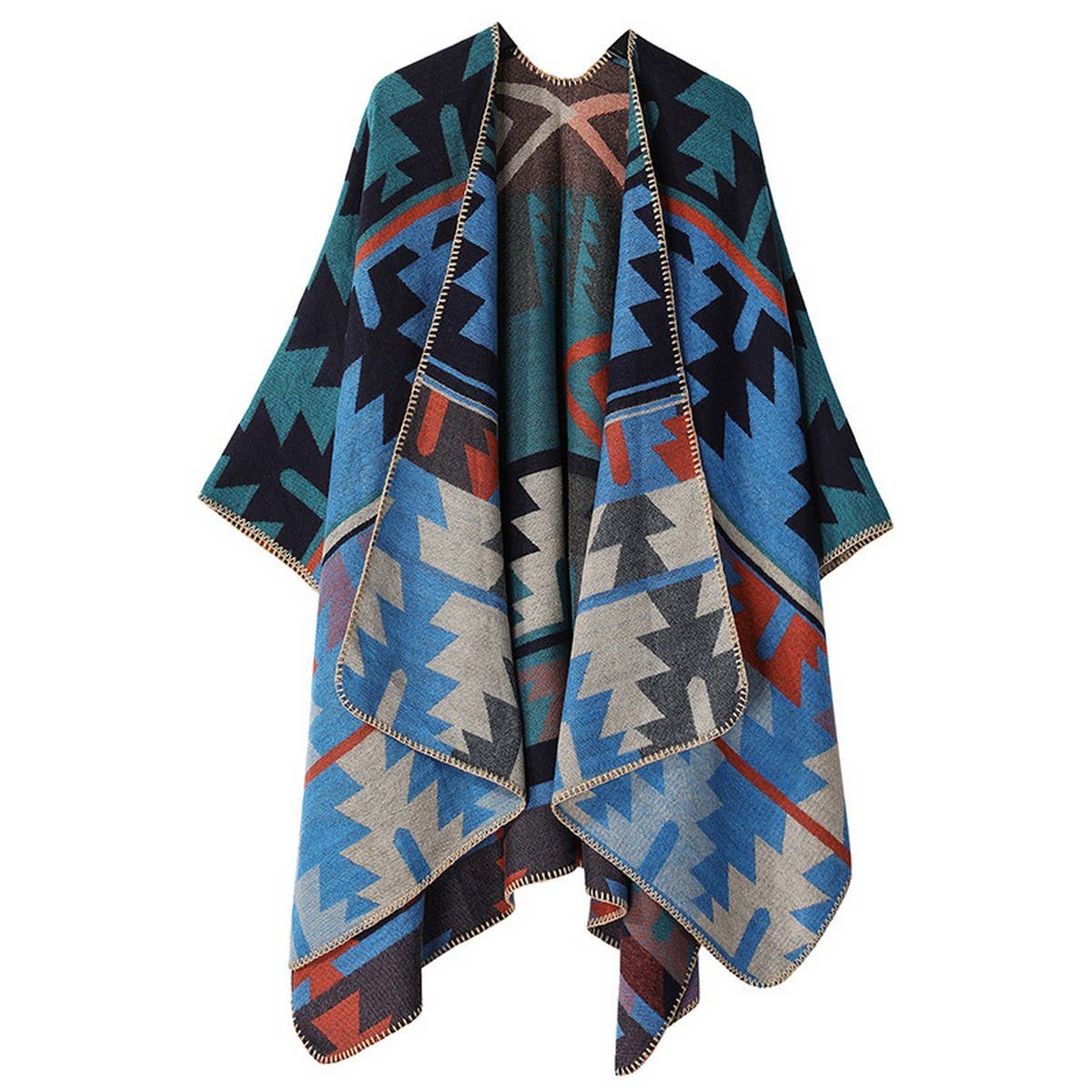 FAUX CASHMERE SLIT SHAWL SCARF CAPE COAT CLOAK_CWASC2252