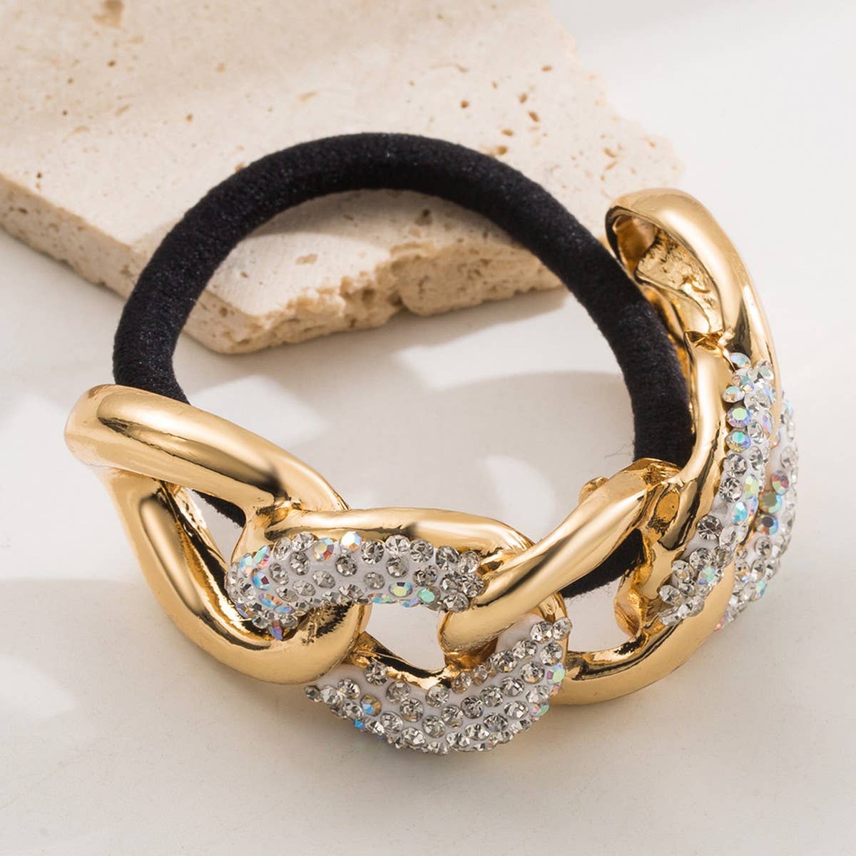 METALLIC RHINESTONE ELASTIC HAIR TIE FOR WOMEN_CWAHA6173
