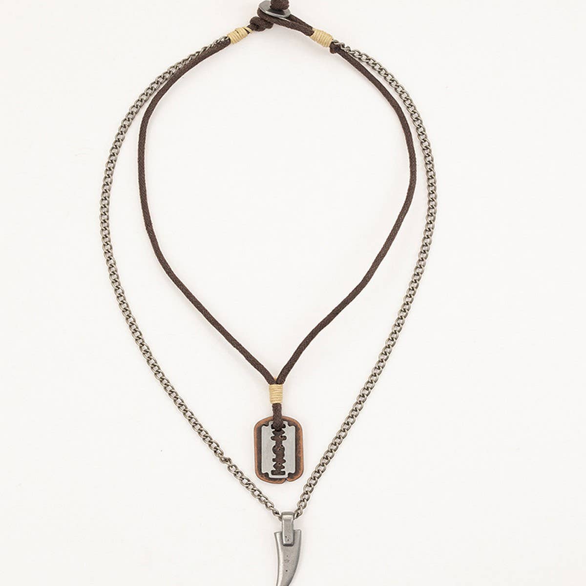 DESIGN DOUBLE LAYER VINTAGE WAX WIRE NECKLACE_CWMM4601