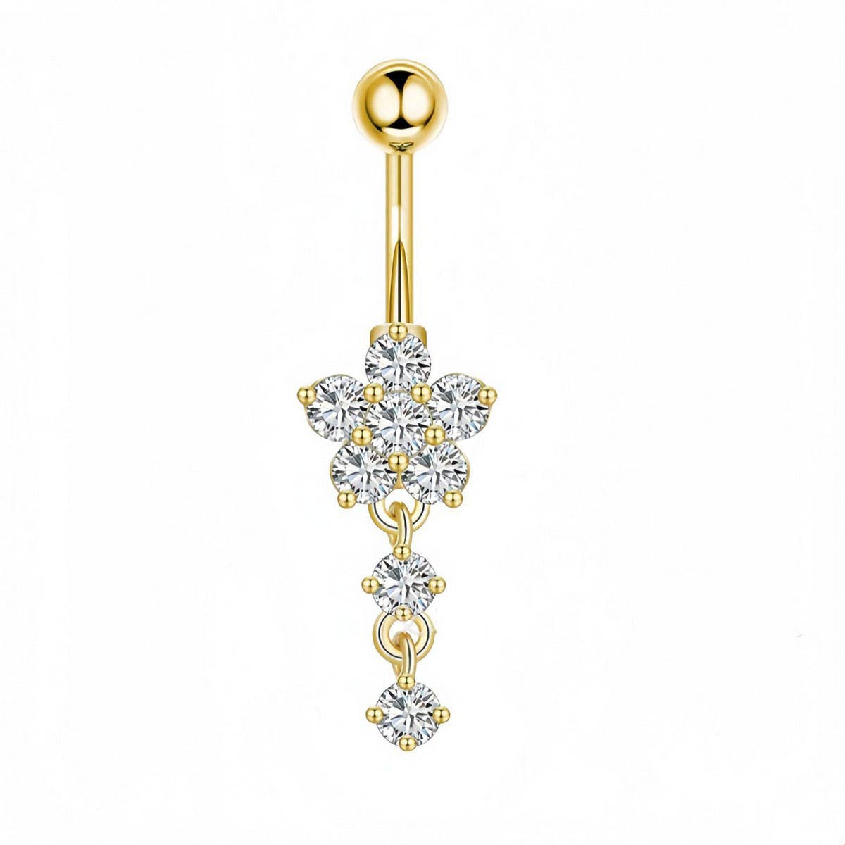 FLOWER CZ BELLY RING HYPOALLERGENIC PIERCING_CWMM9252