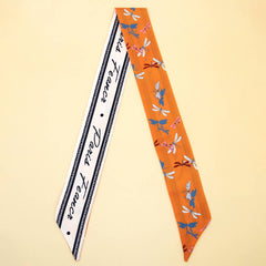 FLORAL LETTER SCARF HAIR TIE RIBBON_CWASC0065