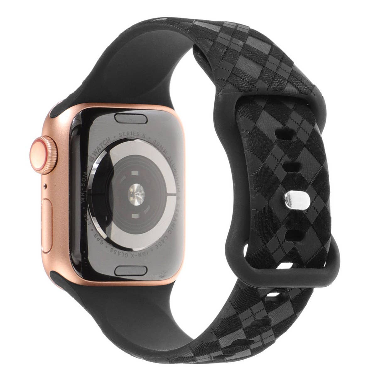 APPLE WATCH9 1 ENGRAVED CHECKERED SILICONE STRAP_CWWW0052