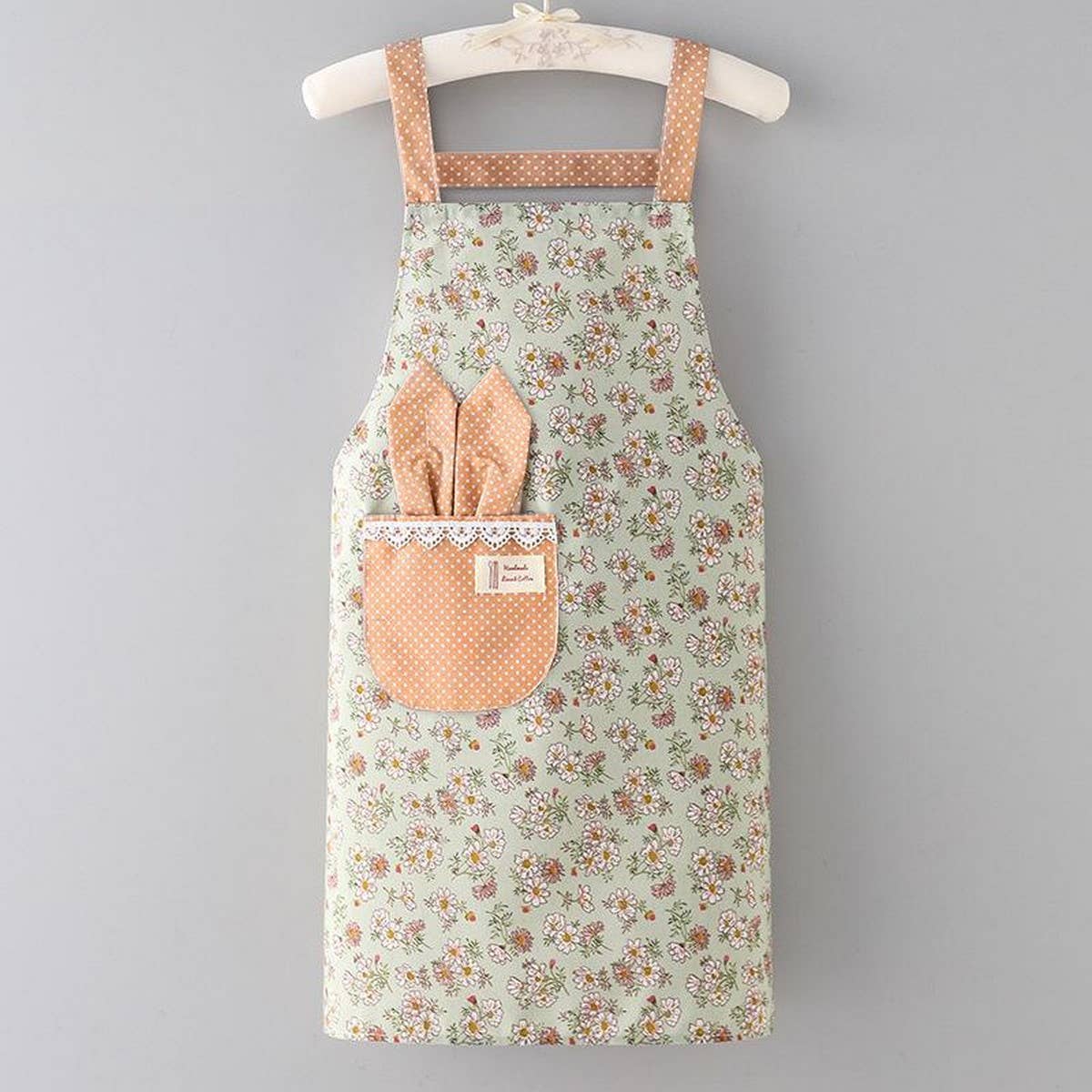 CUTE FLORAL CANVAS BIB APRONS WITH POCKETS_CWMM2049