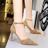 POINTED TOE MESH HOLLOW HIGH HEELS_CWSHH0096
