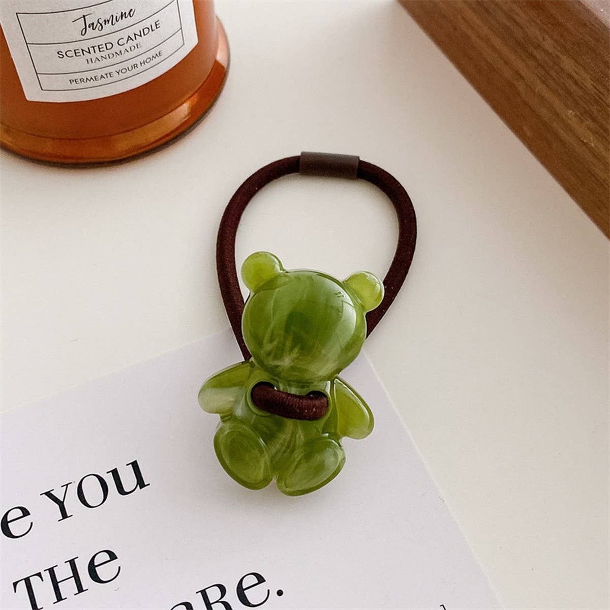 6PCS SET ACRYLIC BEAR FLOWER BOW HAIR TIES_CWAHA0337