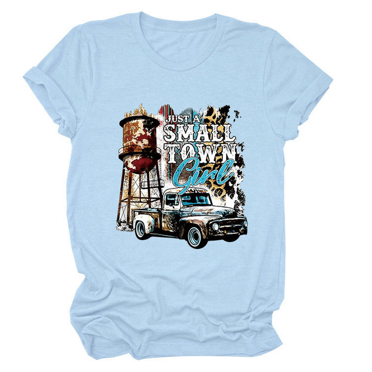 JUST A SMALL TOWN GIRL PRINT T SHIRT LOOSE FIT_CWTTS1525