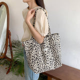 Cwab3905_Leopard Print Large Capacity Canvas Shoulder Bag