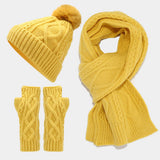 CABLE KNIT HAT SCARF AND GLOVES THREE PIECE SET_CWAH1580