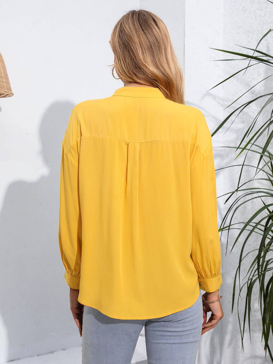 Womens  Solid Color Long Sleeve Casual  Shirt