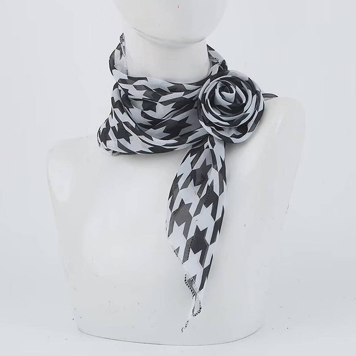 Leopard Rose Print Slim Scarf For Women_Cwasc03967