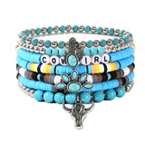 ETHNIC STYLE BULL HEAD CACTUS BRACELET SET_CWMM3520