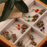 NEW NEPALESE INLAID ETHNIC GEOMETRIC EARRINGS_CWAJE3995