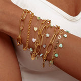 PAPERCLIP CHAIN MULTI LAYERED HEART SHELL BRACELET_CWMM3734