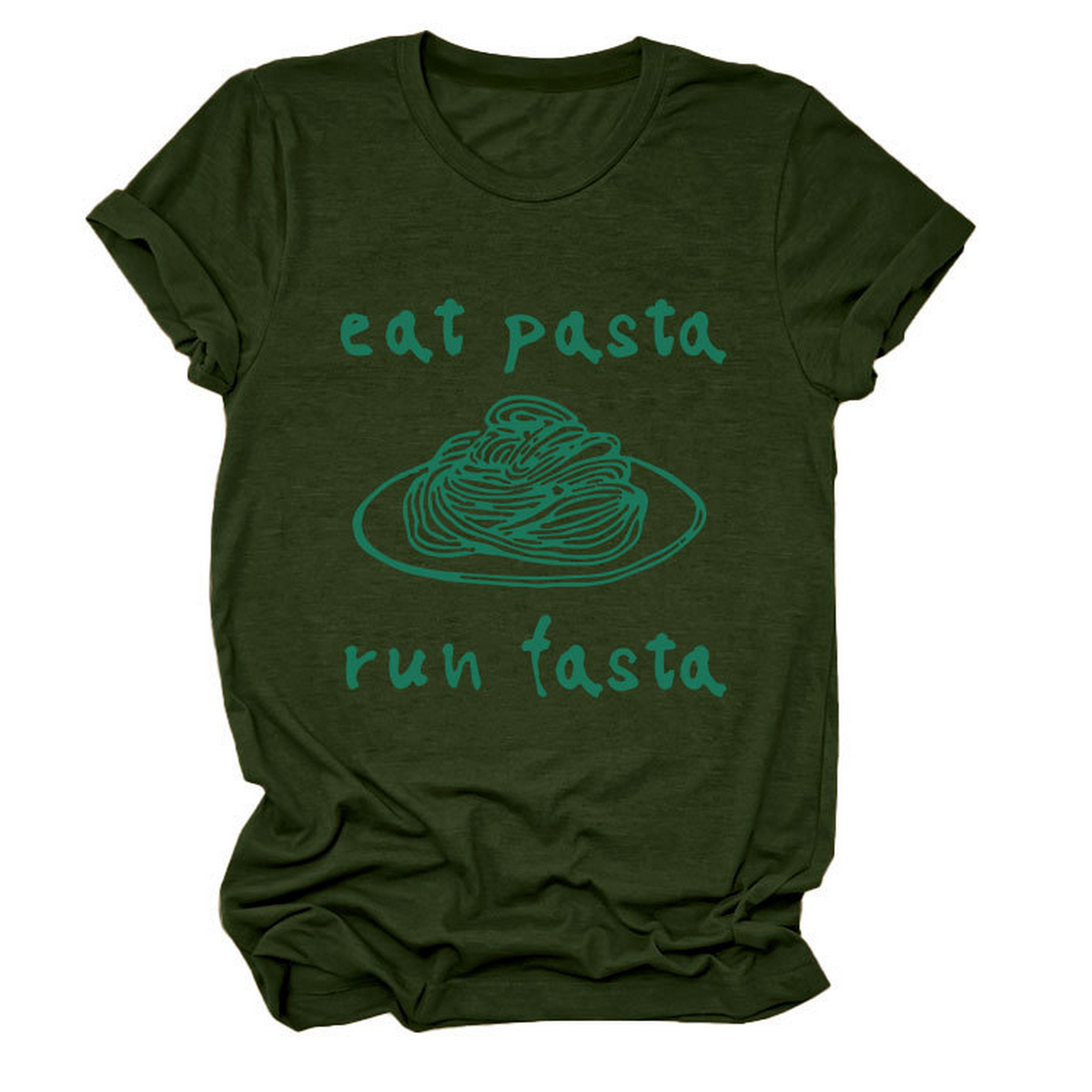 Trendy Womens Short Sleeve Tee Eat Pasta Run