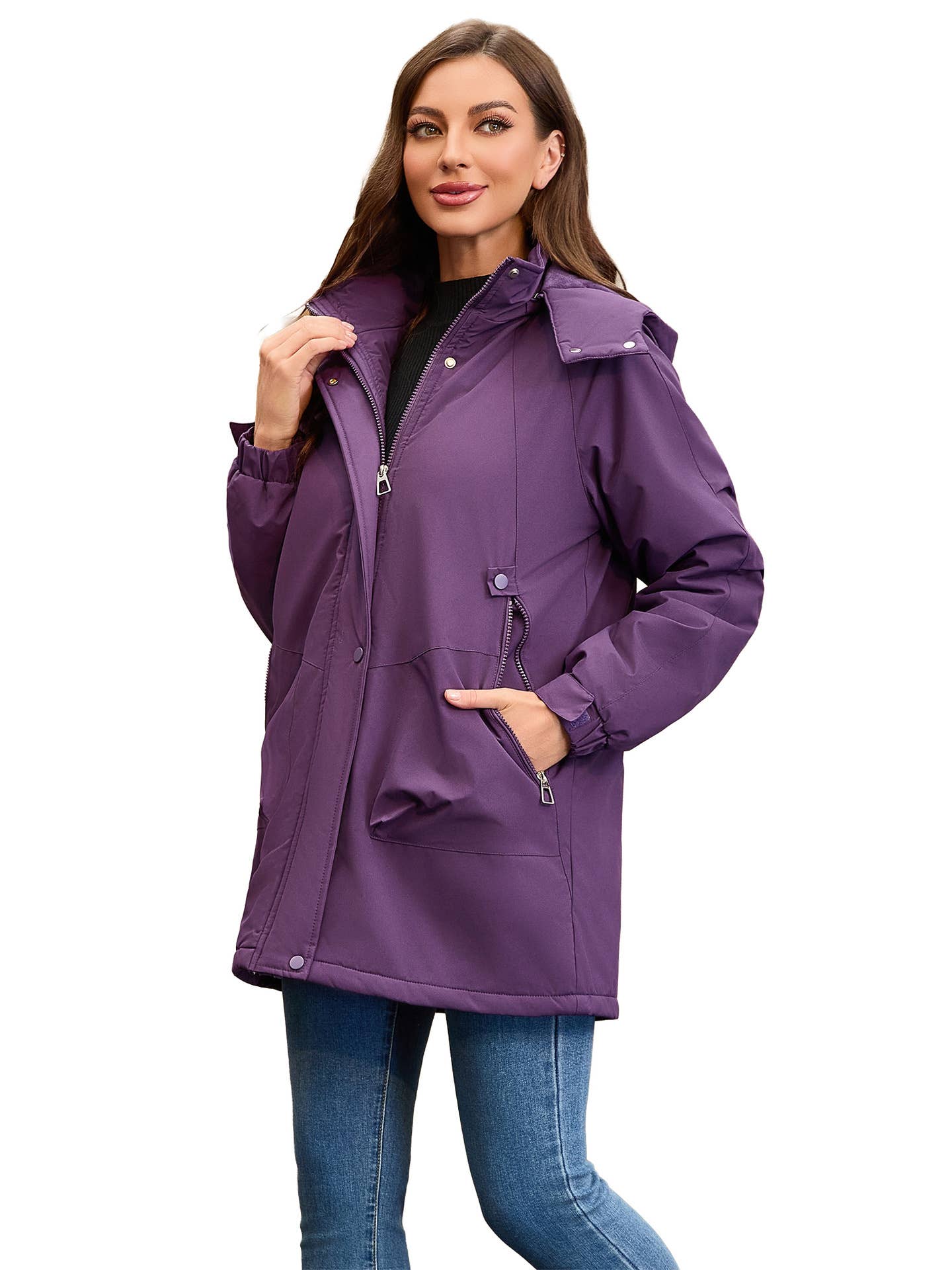 Windproof And Warm Long Hiking Jacket