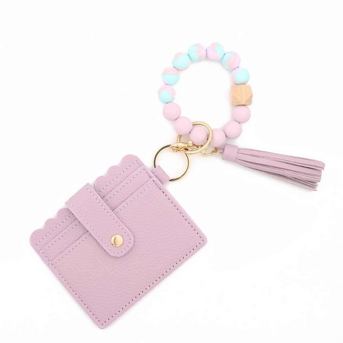 LEATHER CARD BAG TASSEL KEYCHAIN BRACELET_CWAJE0657