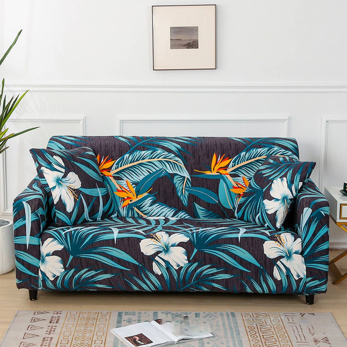 SOLID STRETCH SOFA COVER FULL WRAP 2 3 SEAT_CWMM8314