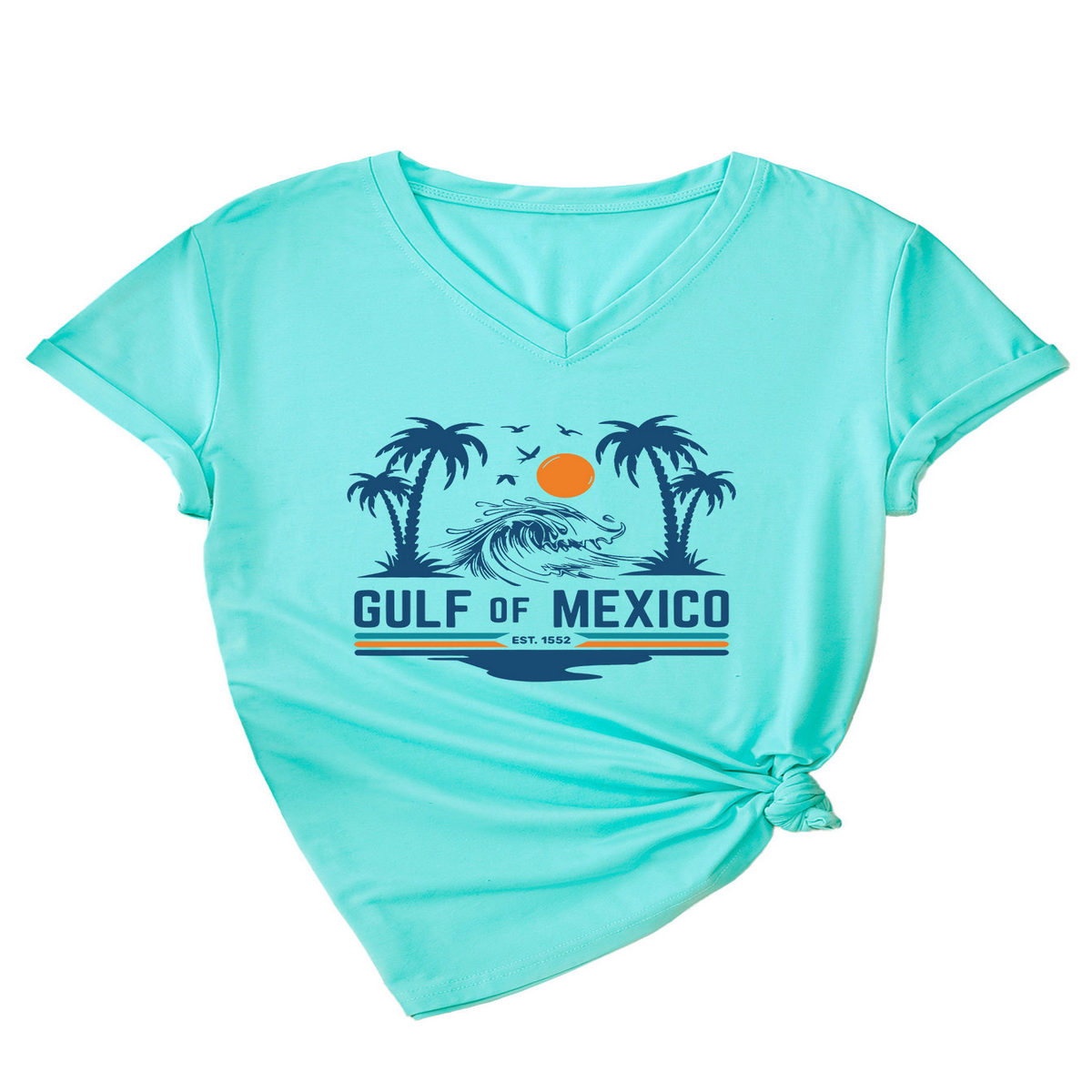 SLIM V NECK T SHIRT GULF OF MEXICO EST PRINT_CWTTS1538