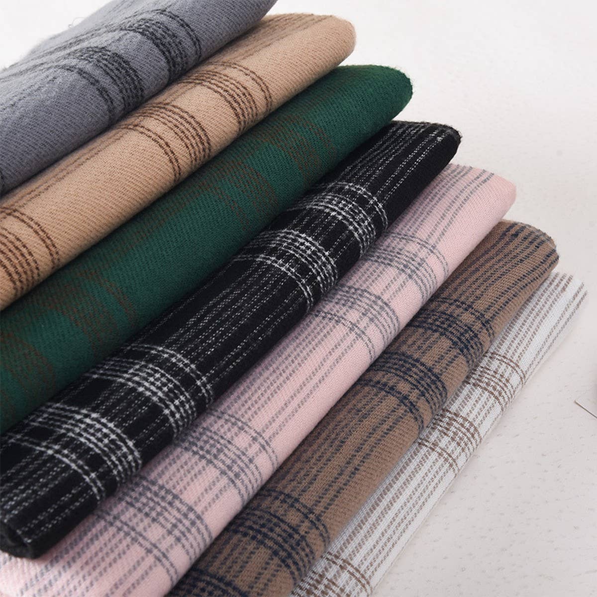 Women Simple Casual Warm Plaid Scarf