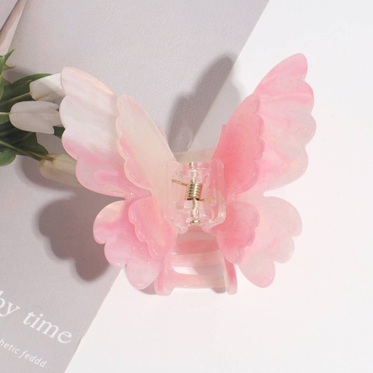 DOUBLE LAYER BUTTERFLY GRADIENT PEARL HAIRPIN_CWAHA2195