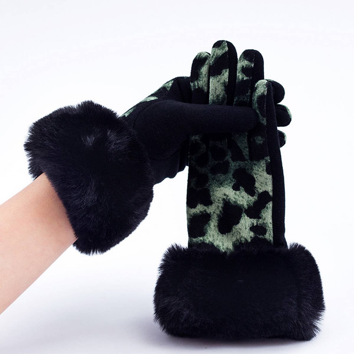 Simple Leopard Print Warm Breathable Gloves_Cwag0069