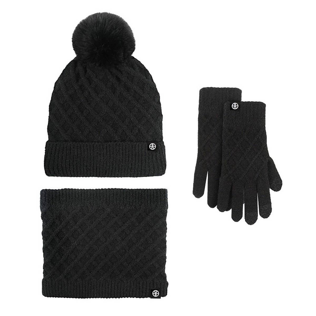 Winter Warm Wool Hat Scarf Gloves Three-Piece Set_Cwmm2774