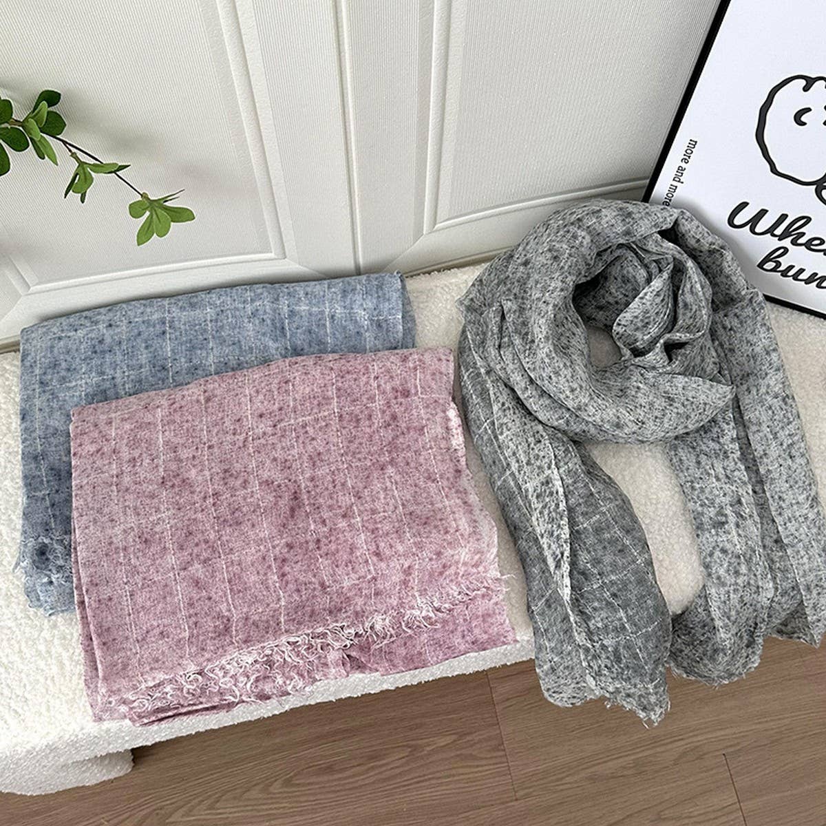 Contrast Color Spray Dyed Long Scarf Shawl_Cwasc1408