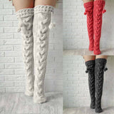 OVER THE KNEE LONG SOCKS WITH POMPOMS_CWMS0845