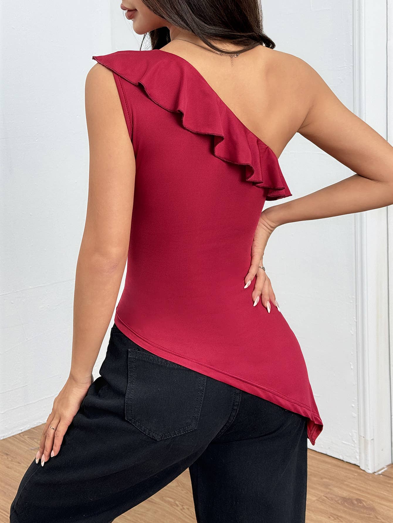 Womens Sexy One-Shoulder Strap Tank Top