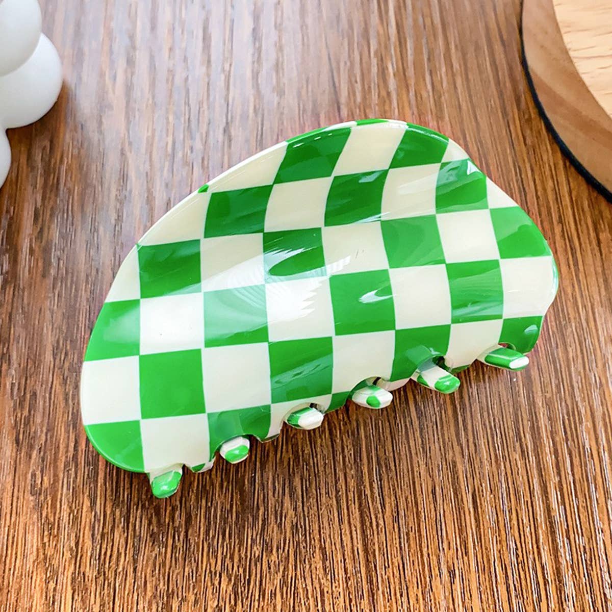 3.23"Checkered Hair Claw Clip_Cwaha0313