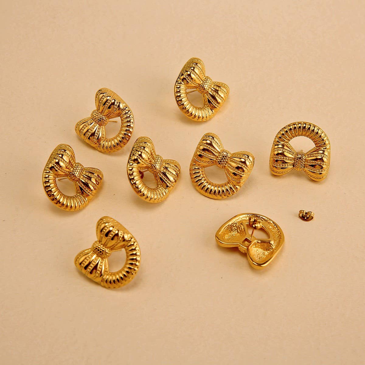 ORIGINAL DESIGN 18K STEEL BOW KNOT EARRINGS_CWMM8922