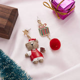 CHRISTMAS STAR BEAR GIFT IRREGULAR EARRINGS_CWAJE2400