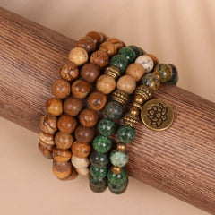 LOTUS PENDANT 108 AFRICAN PINE BEADED BRACELET_CWAJE3929