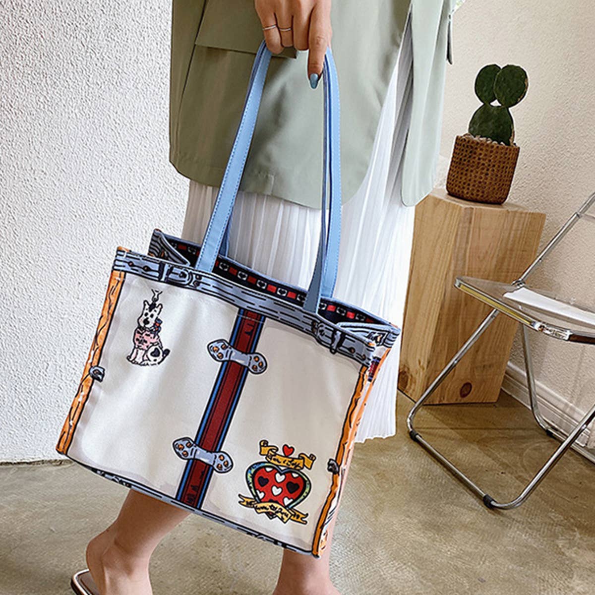 SIMPLE CANVAS ONE SHOULDER HANDBAG_CWAB0999