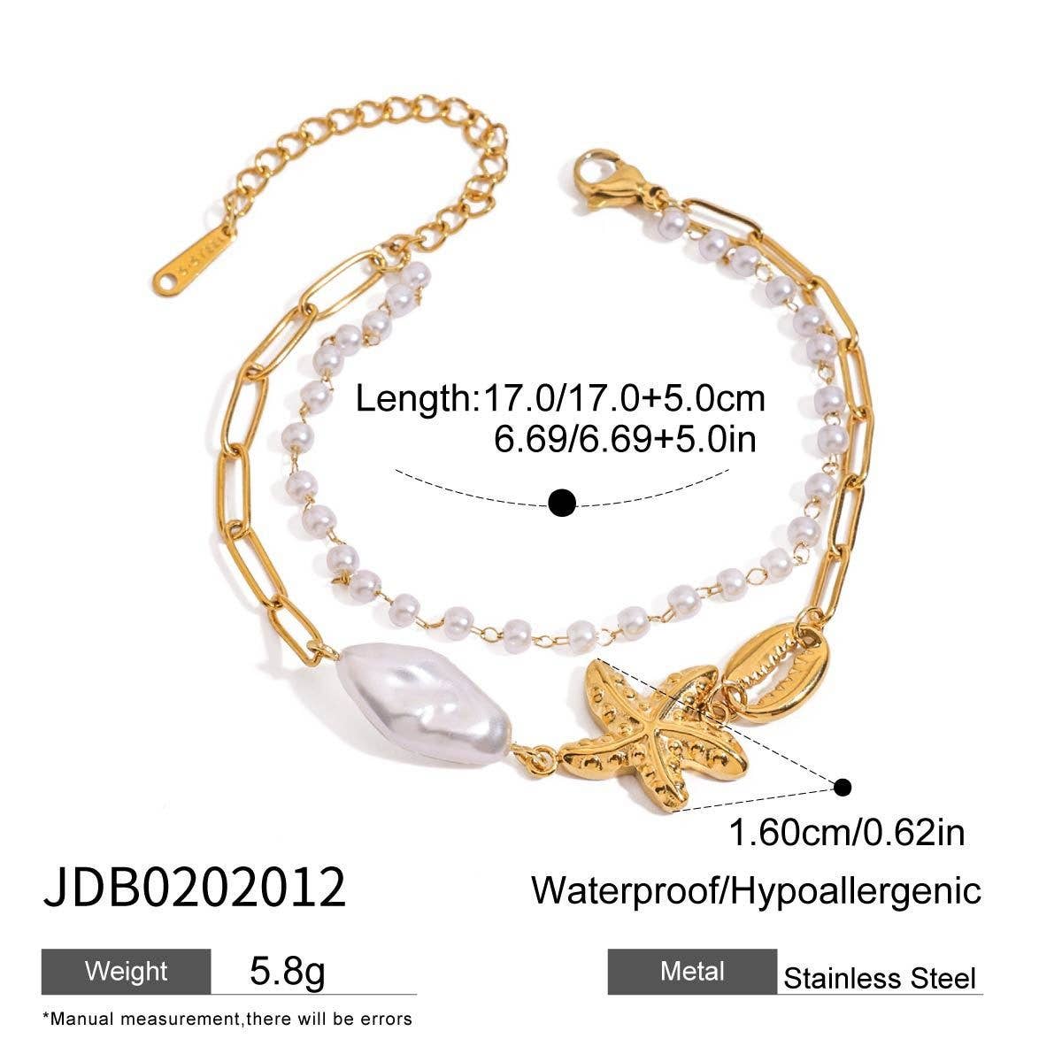 18K GOLD SHELL PEARL CHARM BRACELET_CWAJE4626