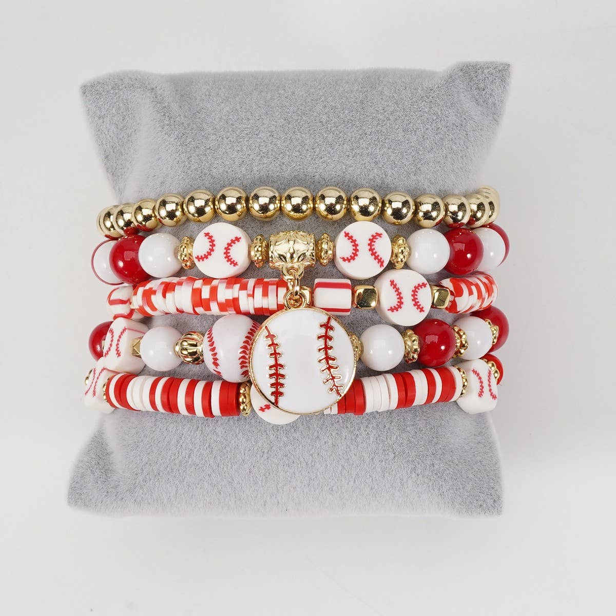 Cwmm10454_Baseball Game Day Charm Elastic Bracelet Set