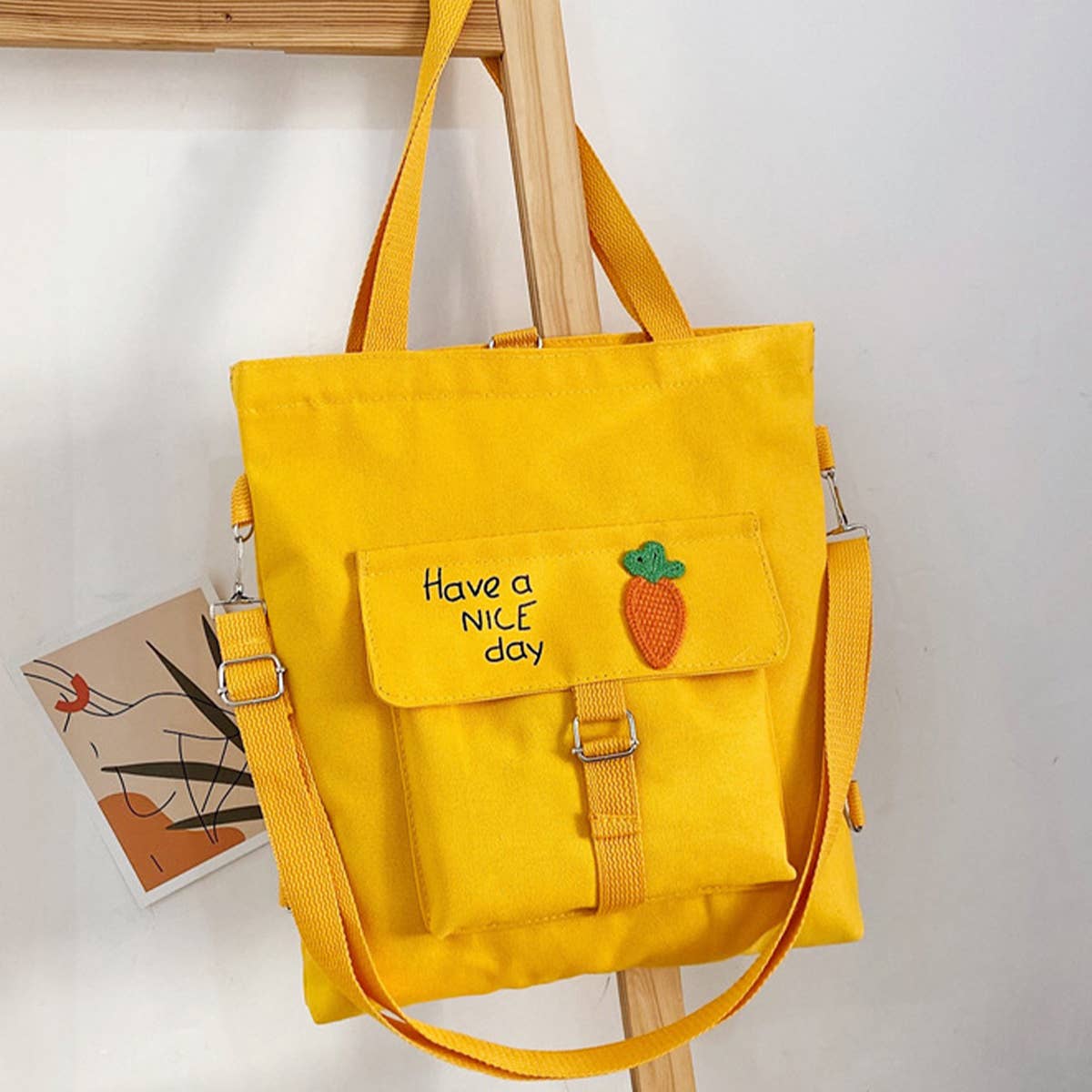 MULTI POCKET CANVAS BACKPACK TOTE BAG_CWAB1702