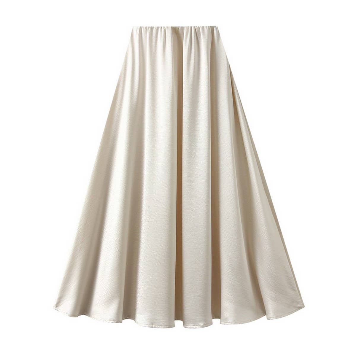 SATIN DRAPE MAXI SKIRT A LINE SKIRT_CWBMS0290