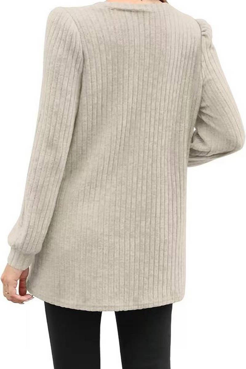 Women Casual Puff Sleeve Shirt_Cwtstl0781