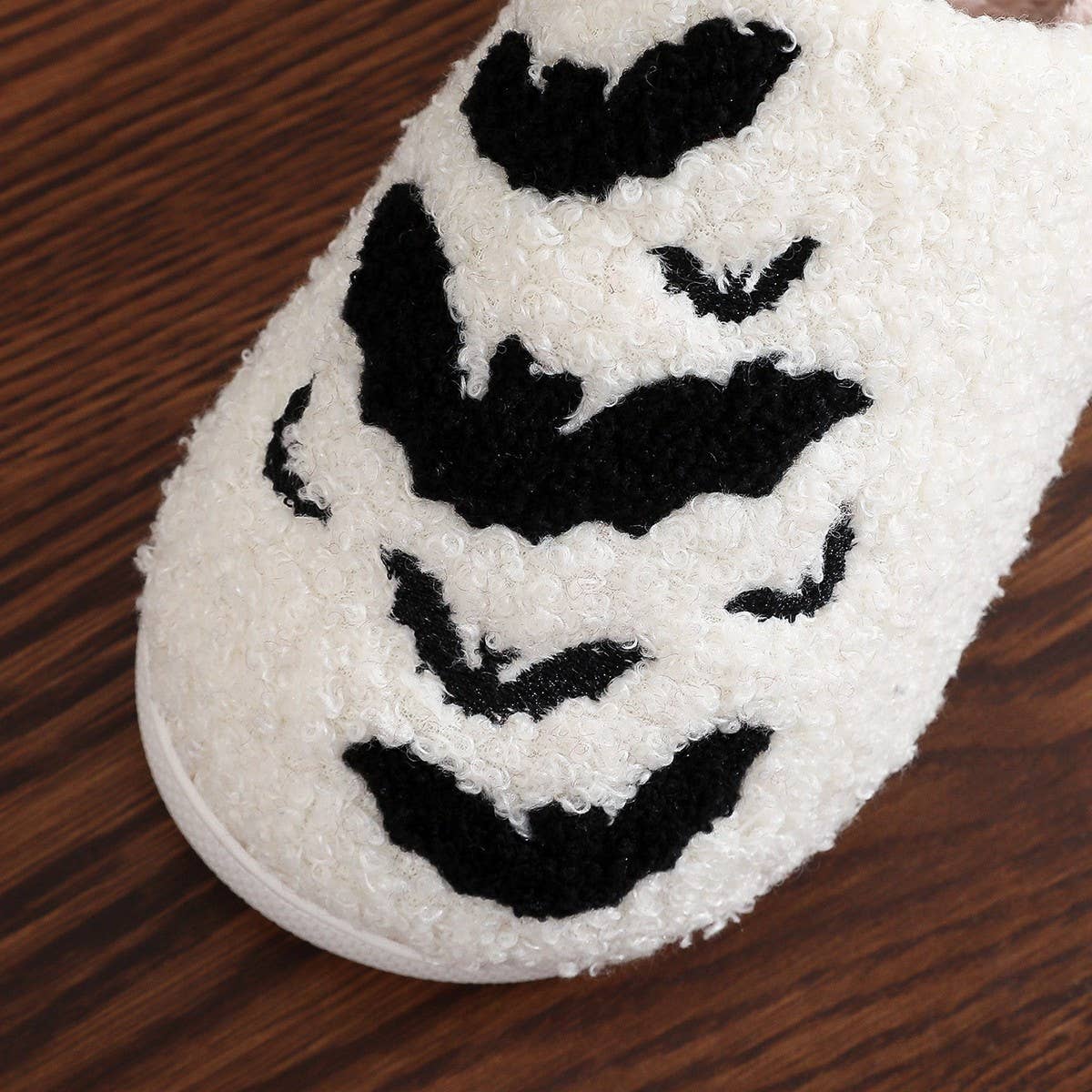 HALLOWEEN BAT EMBROIDERED COTTON SLIPPERS_CWSHS0763