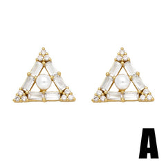 COPPER PLATED 18K GOLD FLOWER PEARL EARRINGS_CWAJE0998