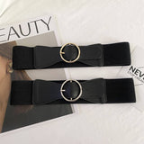 BLACK OUTER ELASTIC ROUND BUCKLE WAIST SEAL_CWABE0651